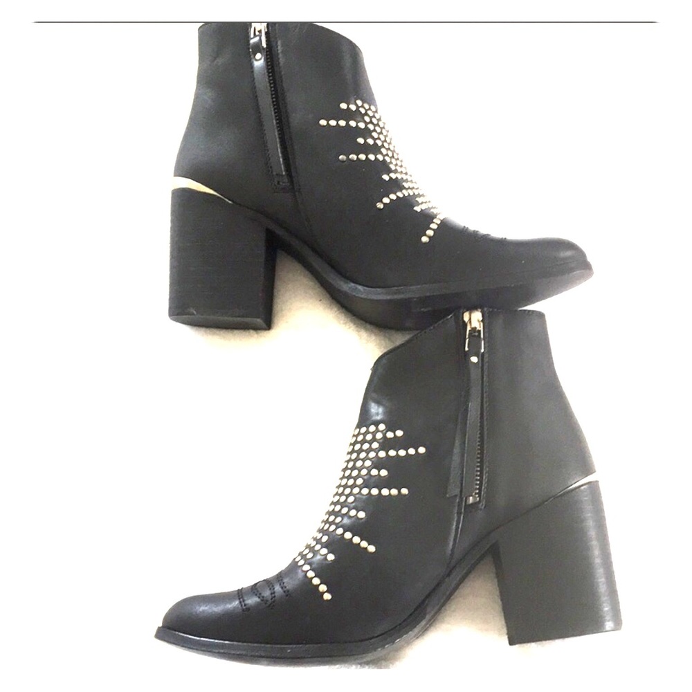 LF Studded Black Leather Boots. Size 10. Brand New